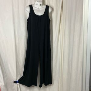 J.Jill S Romper Overalls Black Pima Cotton Modal Cropped Wide Leg Pants Pockets